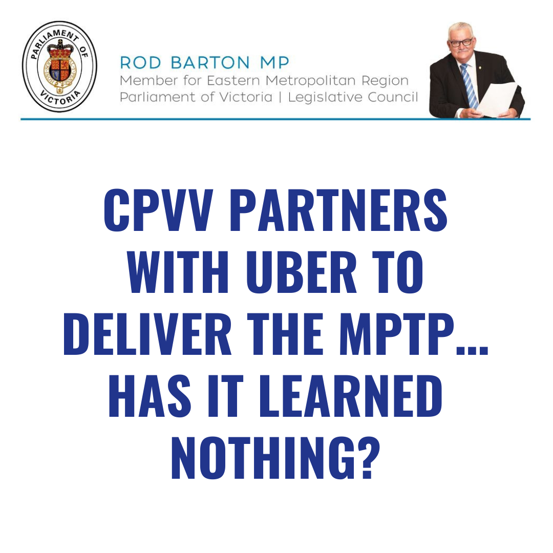 CPVV partners with Uber to deliver the MPTP... has it learned nothing?